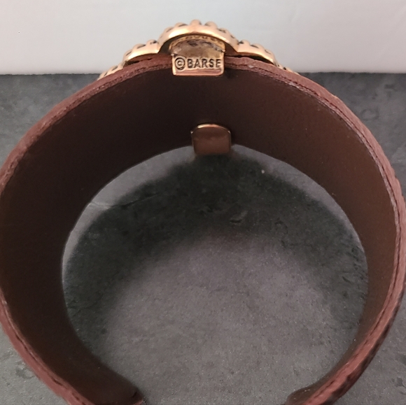 Barse Leather & Turquoise Southwest Style Cuff - Picture 2 of 6